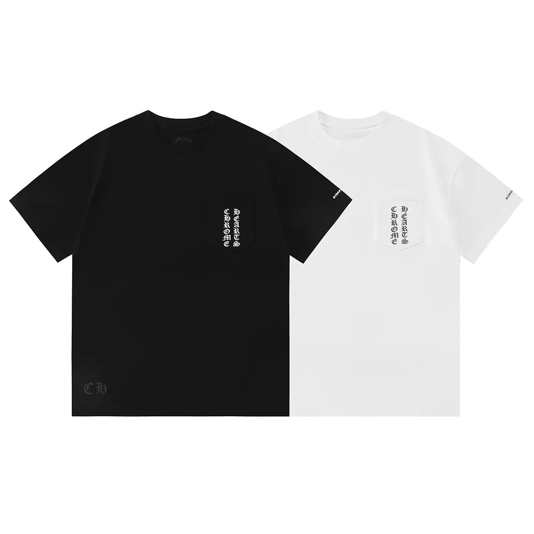 P150 Chrome Hearts 2026 early spring new style, chest pocket, front and back printed logo, same style for men and women, short-sleeved T-shirt ·Customized 300 grams of 100% double yarn pure cotton fabric ·Dyeing of 32 double-strand threads ·Collar label, hangtag, main mark and three labels complete Color: White Size: XS S M L